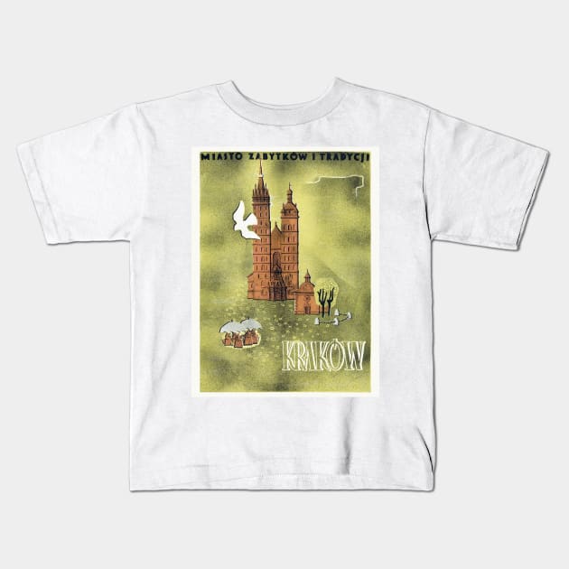 Krakow Poland Vintage Poster 1930s Kids T-Shirt by vintagetreasure